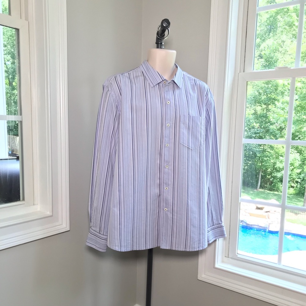 Tommy Bahama Long Sleeve Blue Striped Shirt - Men’s XL